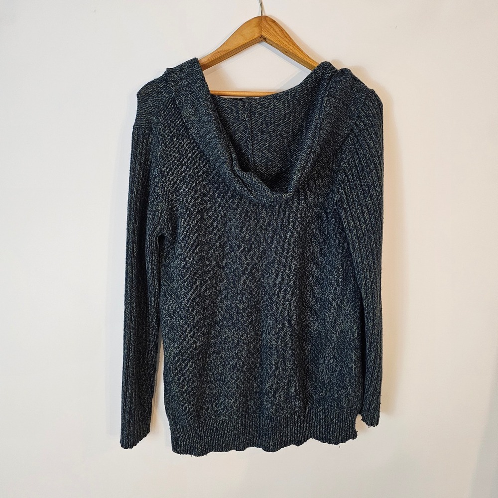 Old Navy Maternity Blue Textured Knit Hooded Pullover Sweater Tunic Large - Picture 2 of 5
